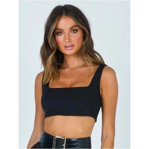 Princess Polly Tops - Princess Polly Black Huxley  Crop Top